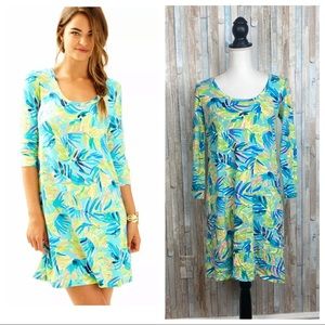 Lilly Pulitzer XS Bright Tropical Palm Serenity Now Devon Knit Dress